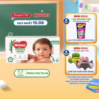 Tã/bỉm dán huggies platinum naturemade m64/l54/xl44