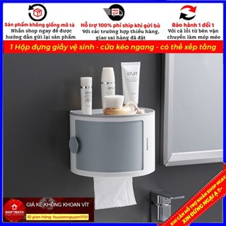 Hộp đựng giấy vệ sinh cửa kéo ngang có thể xếp tầng  (HSN)