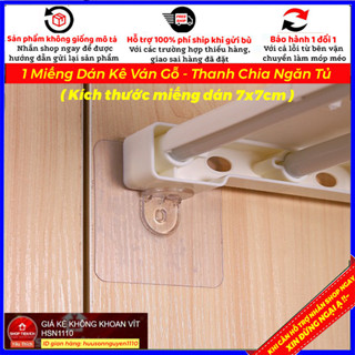 Miếng dán 7x7cm đỡ kệ gỗ trong tủ, móc dán tường chữ L kê thanh chia ngăn (HSN)