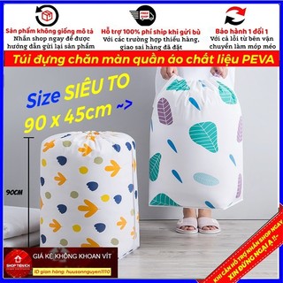 (Loại TO DÀI 90 RỘNG 45cm) Túi đựng chăn mèn quần áo chất liệu PEVA chống ẩm hình trụ (HSN)