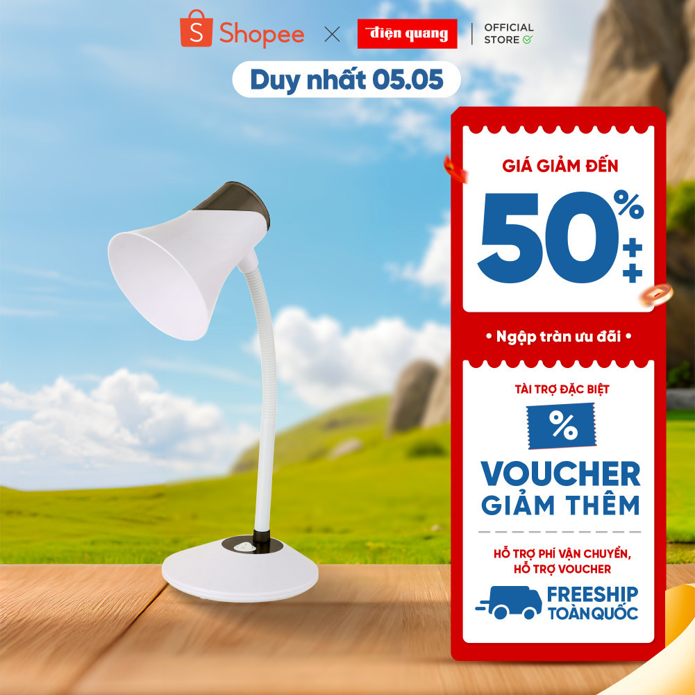Đèn bàn bảo vệ thị lực Điện Quang ĐQ DKL15 WBK BW (Màu trắng-đen, bóng led warmwhite)