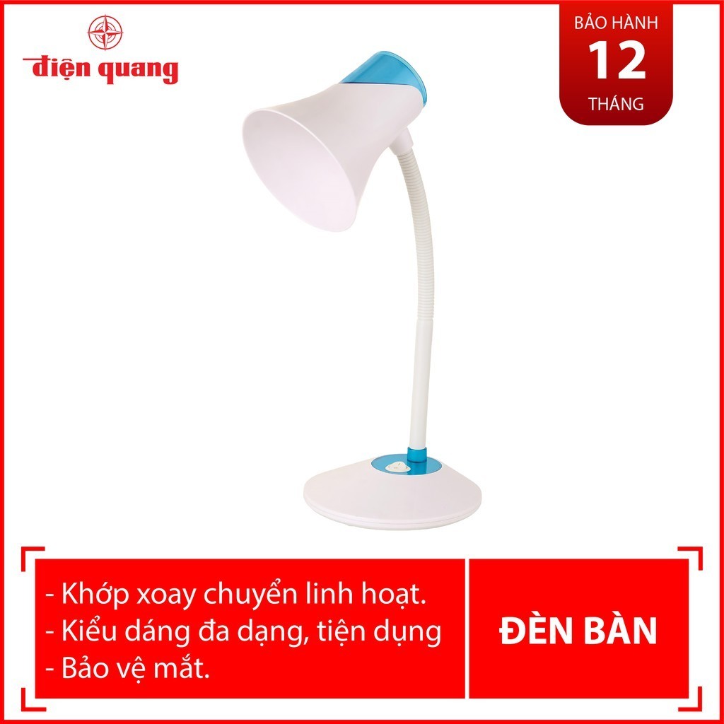 Đèn bàn bảo vệ thị lực Điện Quang ĐQ DKL15 WBE BW (Màu trắng-xanh da trời, bóng led Warmwhite)