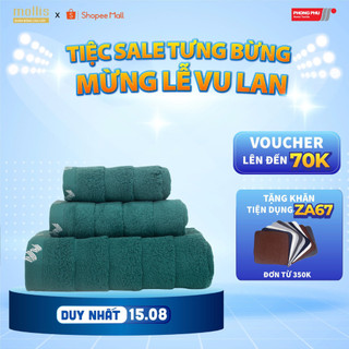 Bộ 3 khăn mollis cotton lapyarn gồm 1 khăn tắm bm2y và 1 khăn mặt fm2y và 1 khăn tay hm2y cao cấp mềm mịn pc47