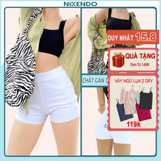 Quần Biker Short nữ cạp cao Nikendo legging đùi ngắn chất cotton thun gân tăm dày mềm mát BK1