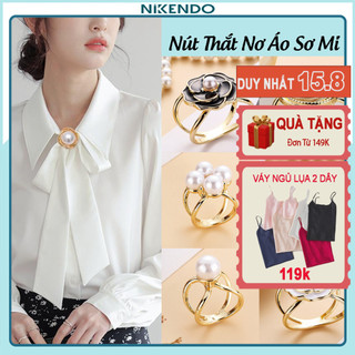 Nút thắt nơ cổ áo sơ mi - khuy cài khăn lụa bản nhỏ thắt nơ áo sơ mi thời trang công sở ku2