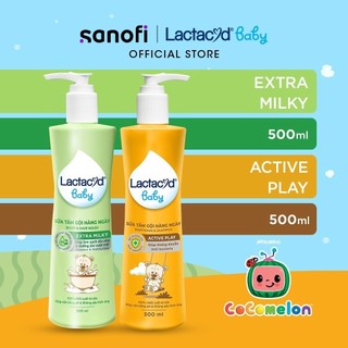 Bộ 1 sữa tắm gội trẻ em lactacyd baby active play 500ml +1 lactacyd baby extra milky 500ml