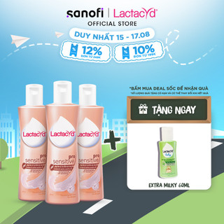 Bộ 3 chai Dung Dịch Vệ Sinh Phụ Nữ Lactacyd Pro Sensitive Cho Da Nhạy Cảm 250ml/chai