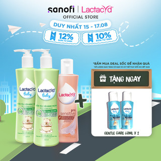 Bộ 2 Sữa Tắm Gội Trẻ Em Lactacyd Baby Extra Milky 500ml + 1 Dung Dịch Vệ Sinh Pro Sensitive 250ml
