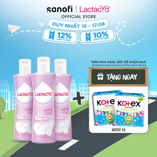 Bộ 3 chai Dung Dịch Vệ Sinh Phụ Nữ Lactacyd Lactacyd Soft & Silky Dưỡng Ẩm 250ml/chai