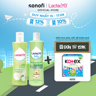 Bộ Dung Dịch Vệ Sinh Phụ Nữ Lactacyd Odor Fresh Ngăn Mùi 24H 250ml + Sữa Tắm Gội Trẻ em Lactacyd Baby Extra Milky 250ml