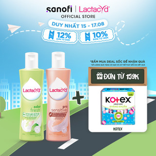 Bộ Dung Dịch Vệ Sinh Phụ Nữ Lactacyd Odor Fresh Ngăn Mùi 24H 250ml + Pro Sensitive Cho Da Nhạy Cảm 250ml