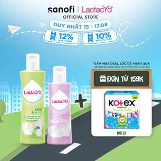 Bộ Dung Dịch Vệ Sinh Phụ Nữ Lactacyd Odor Fresh Ngăn Mùi 24H 250ml + Soft & Silky Dưỡng Ẩm 150ml