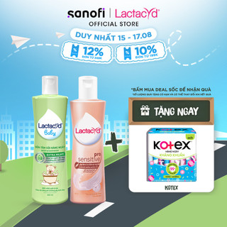 Bộ Dung Dịch Vệ Sinh Phụ Nữ Lactacyd Pro Sensitive 250ml + Sữa Tắm Gội Trẻ em Lactacyd Baby Extra Milky 250ml