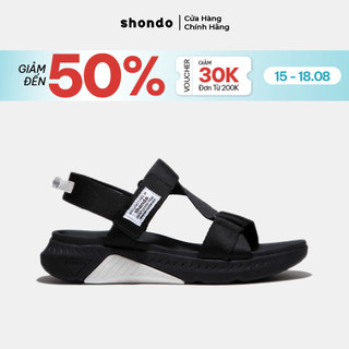 Giày Sandals Nam Nữ Unisex Shondo F7 Racing Đế Đen Phối Trắng Quai Đen F7R1010