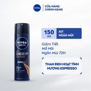 Xịt Ngăn Mùi NIVEA MEN Deep Than Đen Hương Espresso (150 ml) - 85367