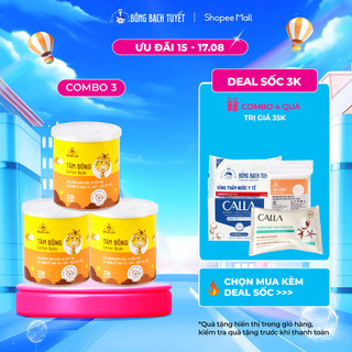 Combo 3 Hộp Tăm bông trẻ em Bông Bạch Tuyết (336 que/hộp tròn)