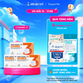 Combo 3 Hộp Khẩu trang Bông Bạch Tuyết 3 lớp trắng (50 cái/hộp)