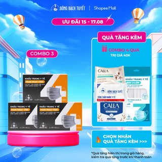 Combo 3 Hộp Khẩu trang Bông Bạch Tuyết than hoạt tính (50 cái/hộp)