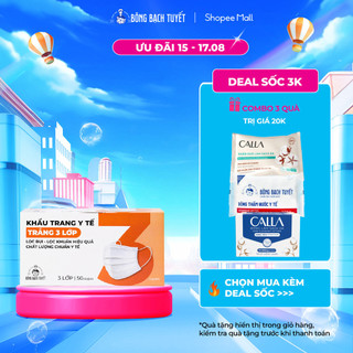 Khẩu trang Bông Bạch Tuyết 3 lớp trắng (50 cái/hộp)
