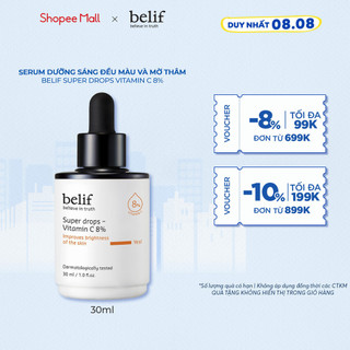 Tinh chất dưỡng sáng đều màu và mờ thâm belif Super Drops Vitamin C 8% 30 ml