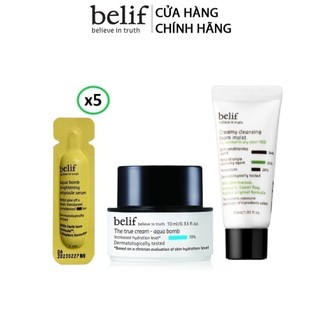 [HB Gift] Combo Sữa rửa mặt thảo dược Belif, 5 Gói Tinh chất dưỡng trắng da chống oxi hóa & Kem cấp ẩm tức thì dạng gel