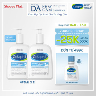 Combo 2 Sữa Rửa Mặt Tạo Bọt Dịu Lành Cho Da Nhạy Cảm Cetaphil Hydrating Foaming Cream Cleanser 473ml