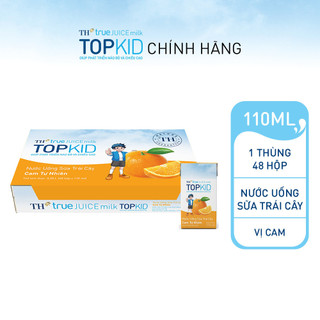 Thùng 48 hộp nước uống sữa trái cây TOPKID hương cam tự nhiên 110 ml