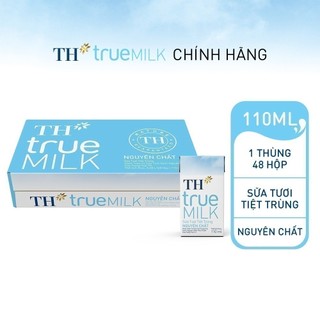 Thùng 48 hộp sữa tươi tiệt trùng  TH true MILK nguyên chất 110 ml (110 ml x 48)