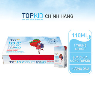 Thùng 48 hộp sữa chua uống tiệt trùng TH true YOGURT TOPKID hương dâu tự nhiên 110 ml (110 ml x 48)