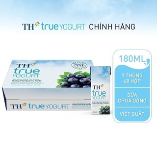 Thùng 48 hộp sữa chua uống tiệt trùng hương việt quất tự nhiên TH True Yogurt 180ml