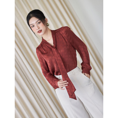 Áo Sơ Mi Nữ Thắt Nơ GILLEE Tay Phồng Voan Mềm FAK060