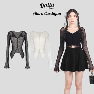 DALLA Áo ren cardigan cổ V phom ôm Agnes Cardigan