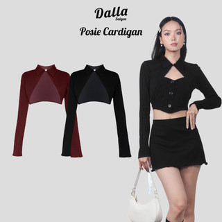 DALLA Áo cardigan croptop thun cổ sơ mi Posie Cardigan