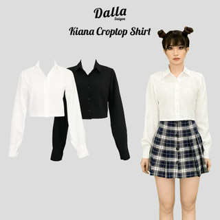 [DEAL SỐC] DALLA Áo sơ mi trắng nữ tay dài croptop (SM03) Kiana Croptop Shirt