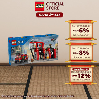 Lego city 60414 đồ chơi lắp ráp trạm cứu hỏa và xe cứu hỏa