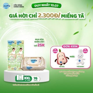 Combo 2 tã/bỉm quần molfix super jumbo xxl - 38 miếng/gói + khăn ướt