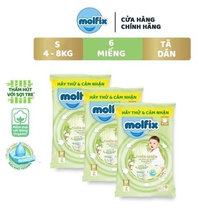 6 miếng Tã/ bỉm dán Molfix Thiên nhiên S