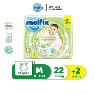 Tã quần thiên nhiên Molfix size Regular M - Gói 22+2 miếng