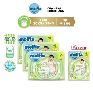 Combo 3 tã/bỉm quần moflix thiên nhiên jumbo xxxl - 3 gói 90 miếng