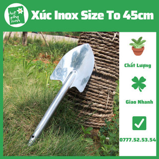 Xẻng inox cán dài 45cm, chắc chắn, cứng cáp
