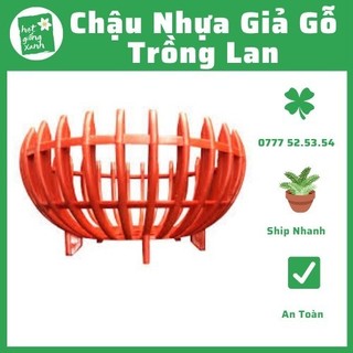 Chậu nhựa giả gỗ trồng lan, chậu trồng lan f23