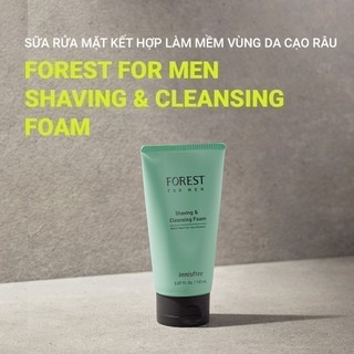Sữa rửa mặt kết hợp làm mềm vùng da cạo râu innisfree Forest for men Shaving & Cleansing Foam 150ml