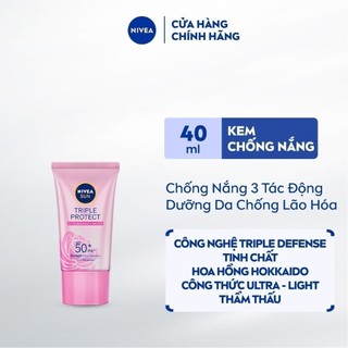 Kem Chống Nắng NIVEA SUN Triple Protect SPF50 PA+++ Dưỡng Sáng Da Hoa Hồng Hokkaido (40 ml) - 85536