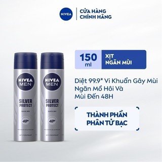 Bộ 2 Xịt Ngăn Mùi NIVEA MEN Silver Protect Phân Tử Bạc Ngăn Khuẩn Gây Mùi Vượt Trội (150 ml) - 82959