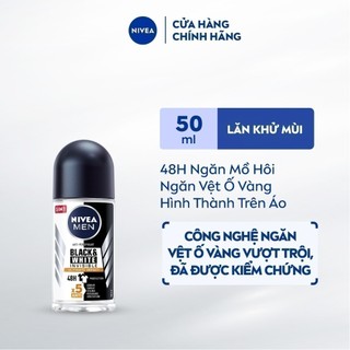 Lăn Ngăn Mùi NIVEA MEN Black&White Ngăn Vệt Ố Vàng Vượt Trội - Hương Mạnh Mẽ (50 ml) - 85392