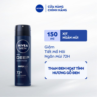 Xịt Ngăn Mùi NIVEA MEN Deep Than Đen Hương Gỗ Đen (150 ml) - 80027