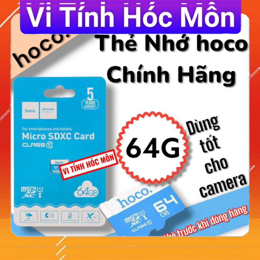 Thẻ nhớ hoco 64Gb chính hãng xài tốt cho camera HÓC MÔN VI TINH 2T