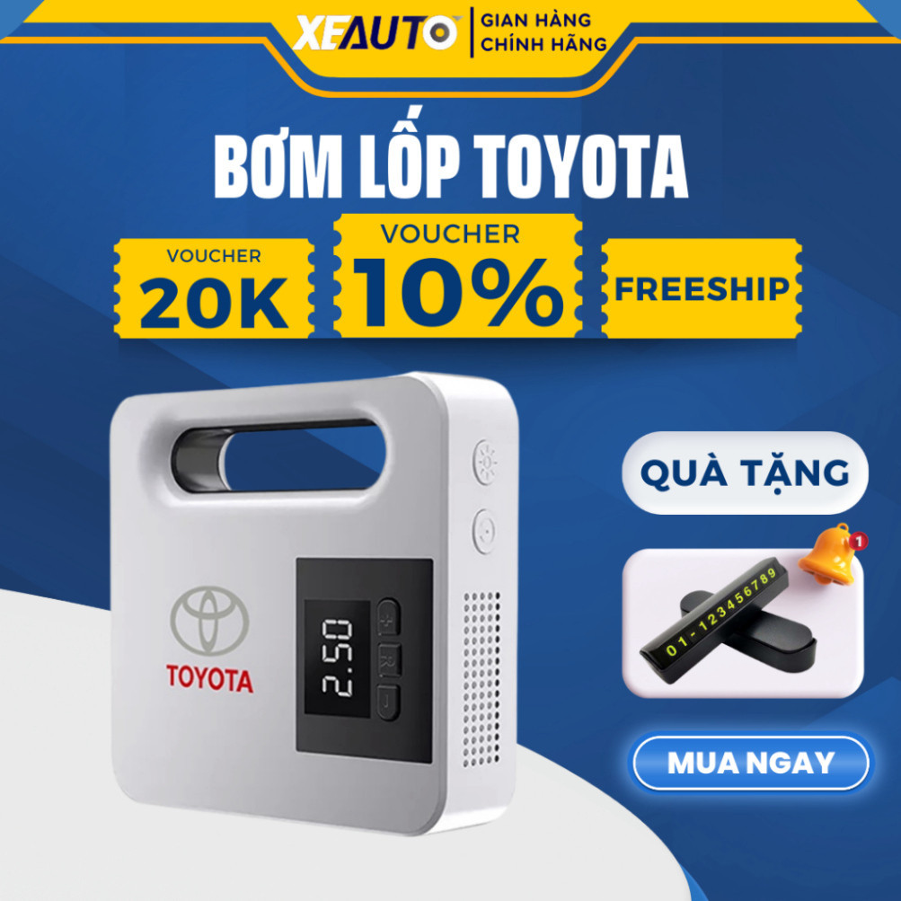 Máy Bơm Lốp Xe Ô Tô Điện Tử TOYOTA Thông Minh Tự Ngắt XeAuto Cao Cấp màn LCD - Lỗi 1 đổi 1 - Bảo Hành 6 Tháng Đổi Mới