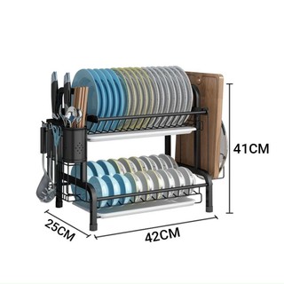  Kệ Bát Đĩa 2 Tầng Bằng Thép Sơn Tĩnh Điện Màu Đen