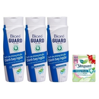 Bộ 3 Sữa Tắm Sạch Sâu Kháng Khuẩn BioreGuard Mát Lạnh Sảng Khoái 220g/chai Tặng 1 Băng vệ sinh siêu mỏng Laurier 7 Miếng